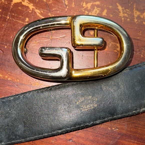 GUCCI BLACK BELT WITH THE GG LOGO BUCKLE 🖤 SIZE 71 cm/28 inches - Picture 3 of 7